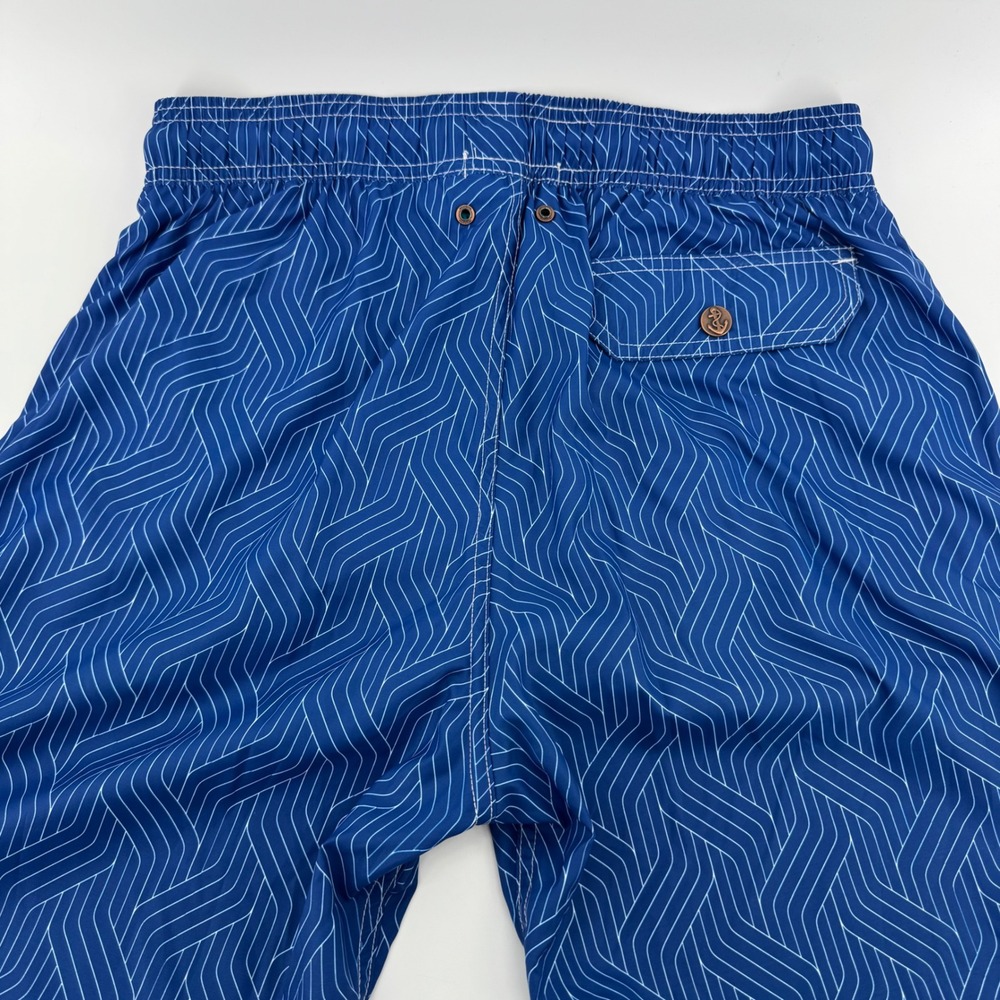 Retromarine Swim Trunks Men XL Blue Geometric Wave Print Anchor Logo NWT $155 - Picture 8 of 10